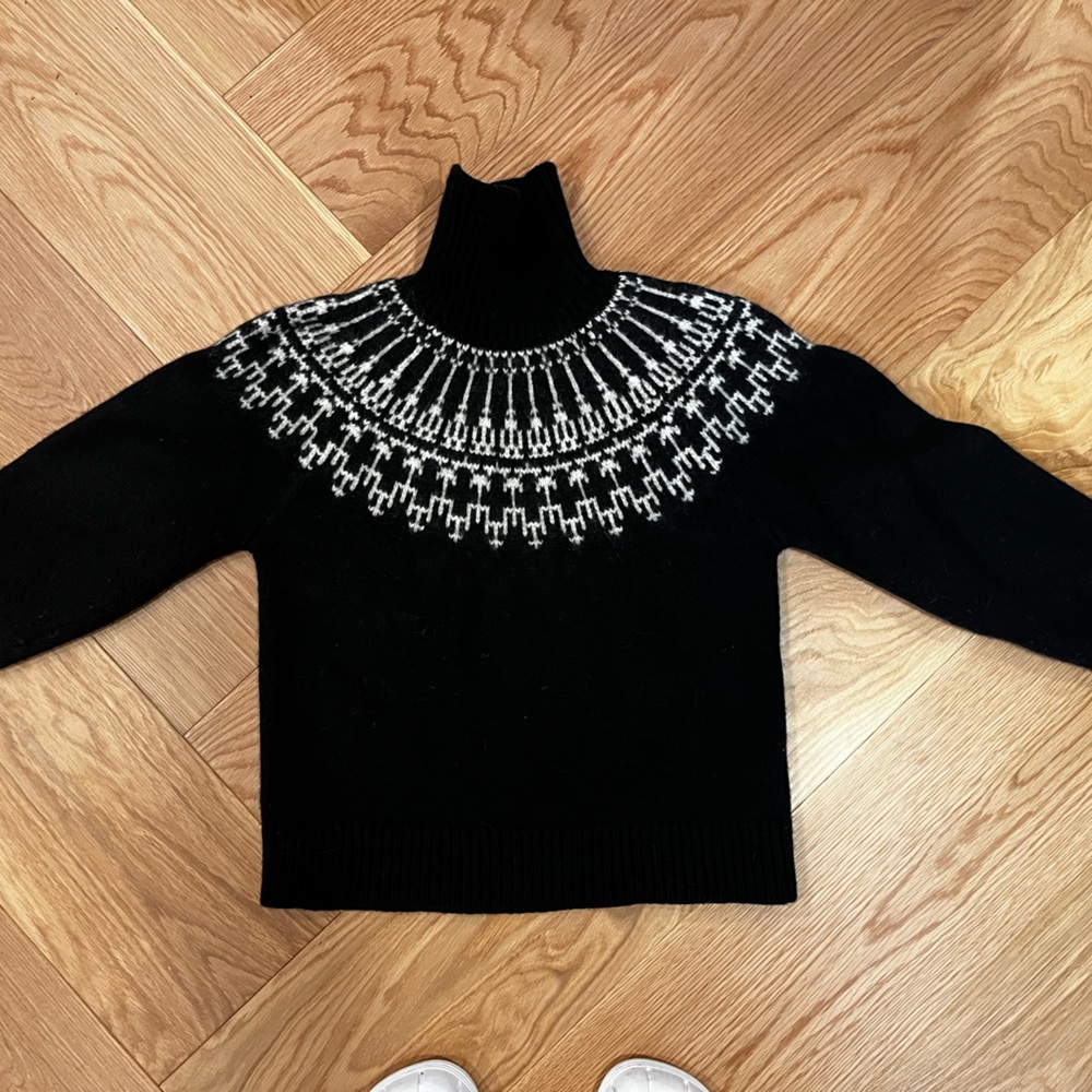Tory Burch Black and White Turtleneck Sweater